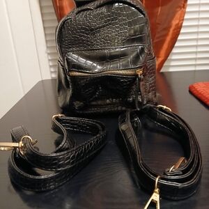 Black Crocodile Pattern Backpack